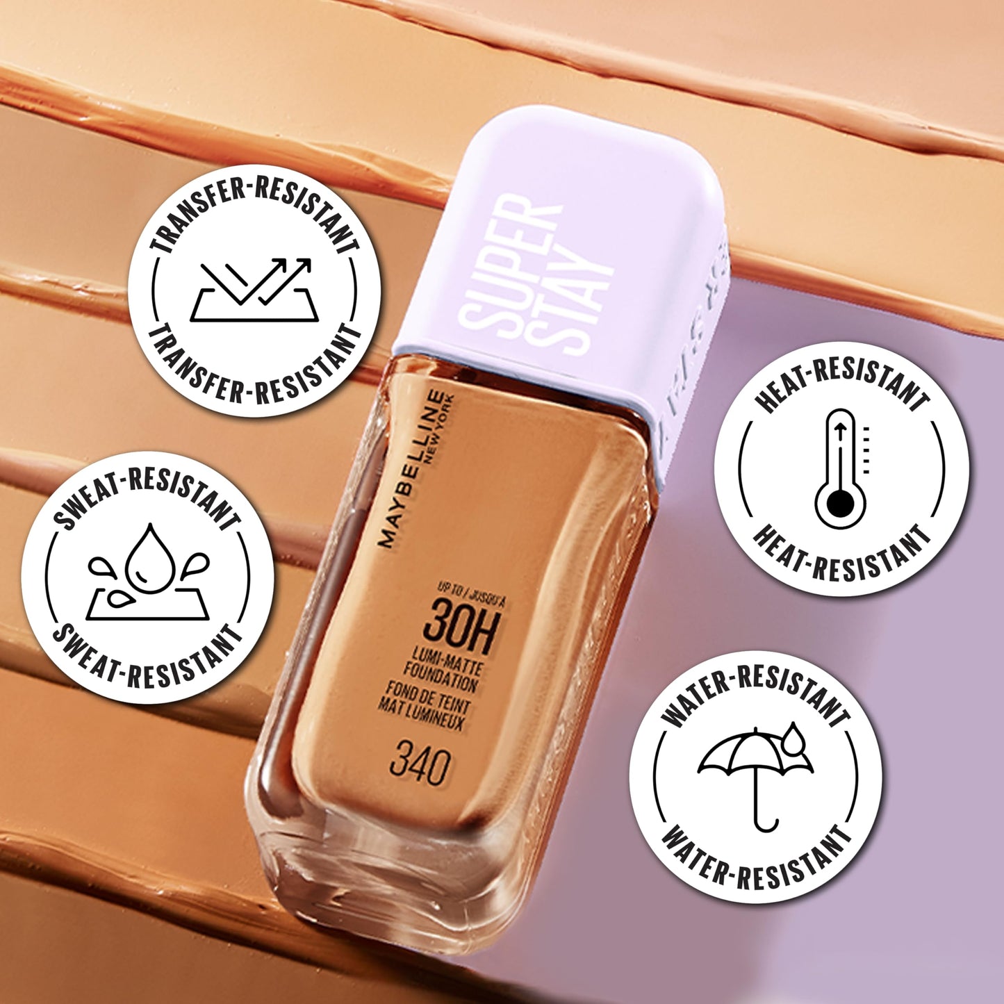 Maybelline New York Super Stay up to 30H Lumi-Matte Foundation, Medium-Full Coverage, Vegan Formula*, Amino Acids, Niacinamide, Vitamin E - Shade 129