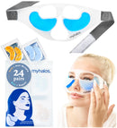 HM Halo Mask Under Eye Patches & Cooling Eye Mask Set- 24 Eye Masks for Puffy Eyes and Eye Bags Remover Kit- 24k Gold & Blue Under Eye Gel Patches - Cold Eye Mask for Puffiness - Eye Masks Skincare - Patented