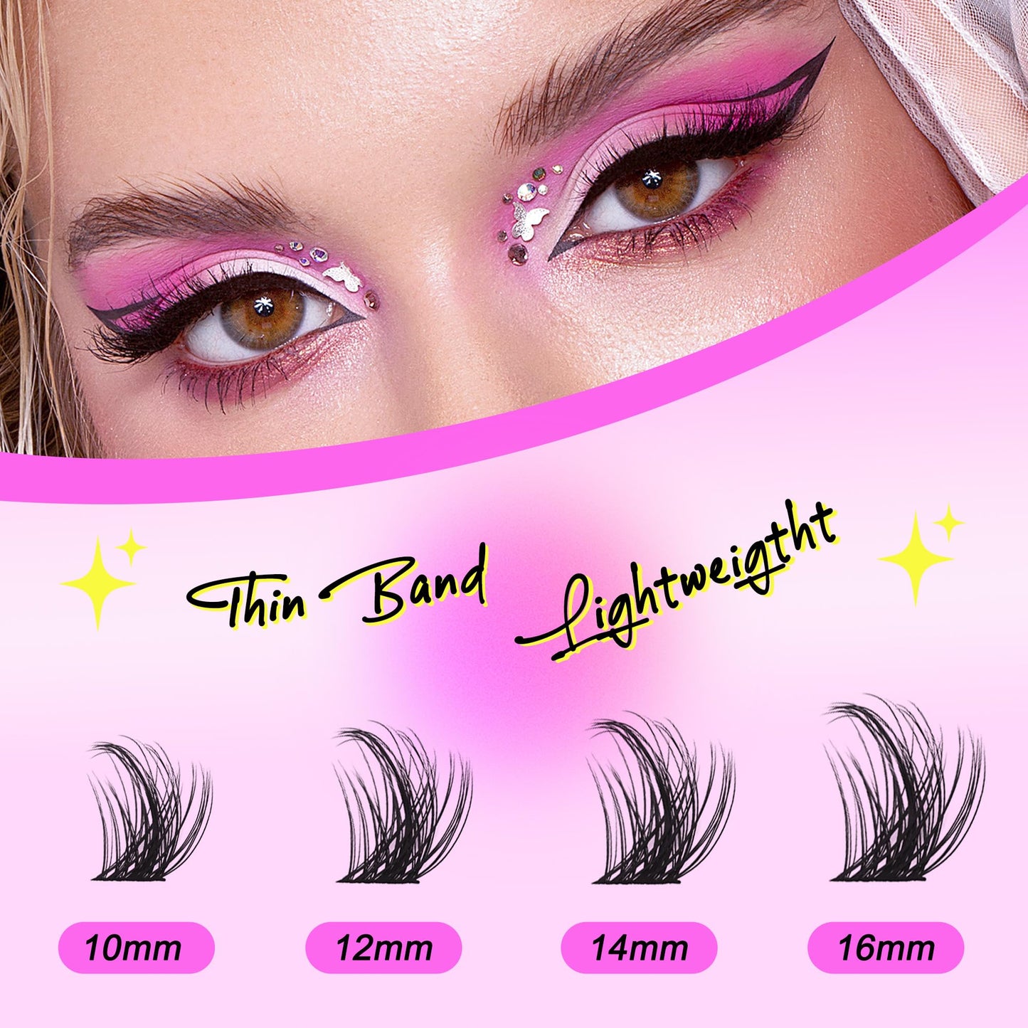 PURELEOR Cluster Lashes Kit Including Bond and Seal DIY Individual Eyelashes Extensions Set