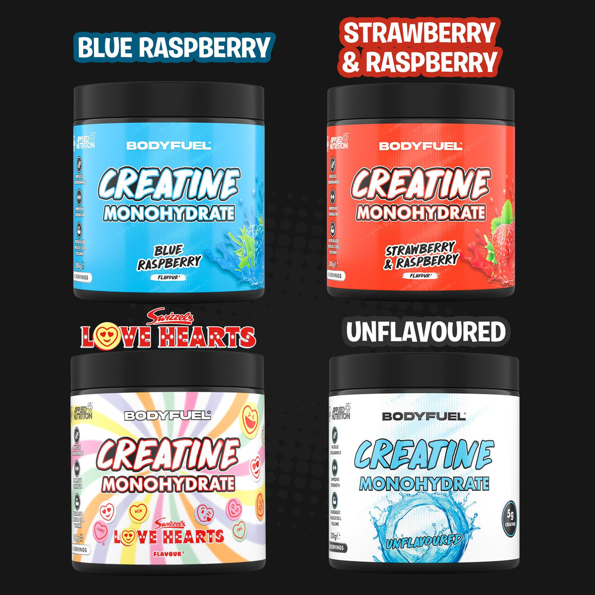 Applied Nutrition BodyFuel Creatine Monohydrate Powder, Increases High-Intensity Physical Performance, Blue Raspberry (300g - 60 Servings)