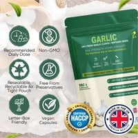 FoodPURA 180 X Pure Garlic Capsules Recommended Daily Strength 1000mg - Capsules are The SAFEST Way to take Any Supplement! HACCP Certified, Manufactured in The UK.