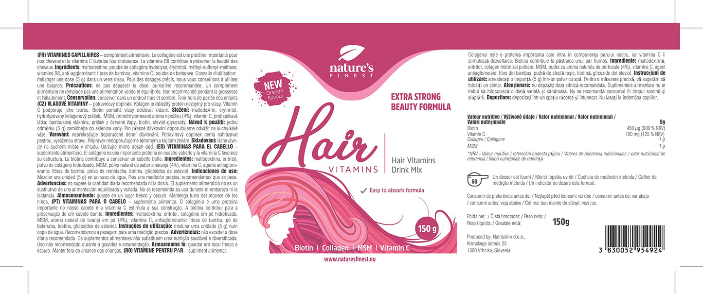 Nature's Finest by Nutrisslim Hair Vitamins - 30 Day Treatment with Biotin, Collagen Vitamin C and MSM | Supports Strong and Healthy Hair (3)