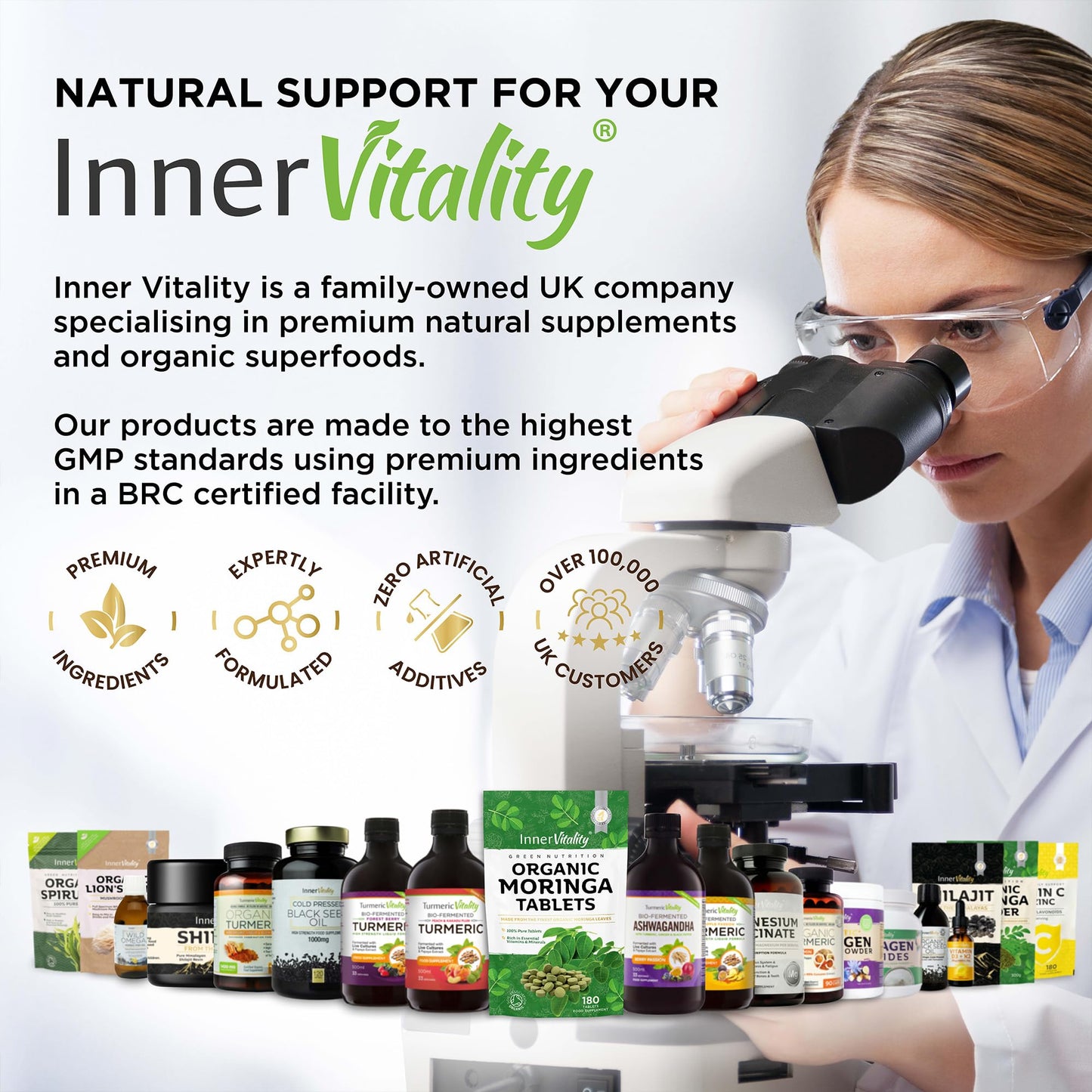 Organic Moringa Tablets with Pure Organic Moringa Powder, Easier to Swallow Than Moringa Capsules & Rich in Essential Vitamins & Minerals by Inner Vitality