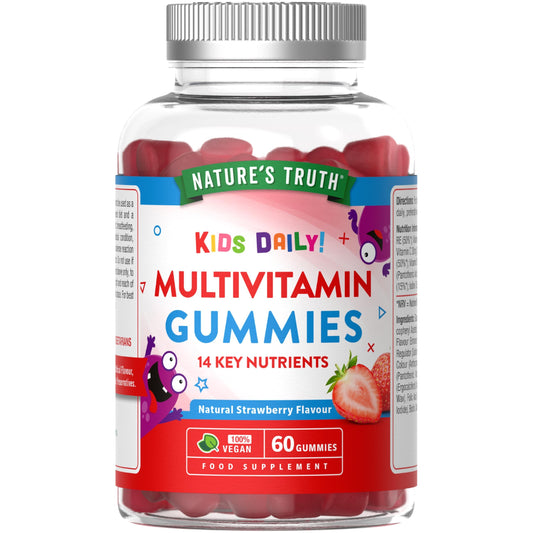 Nature's Truth Multivitamins for Kids - 60 Vegan Gummies - 14 Key Nutrients - One-a-Day Formula - Natural Strawberry Flavour