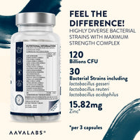 Bio Cultures Complex [ 120 Billion CFU ] 30x Bacterial Strains incl. Lactobacillus Acidophilus & Bifidobacterium per Serving - 90 Capsules - 3rd Party Tested