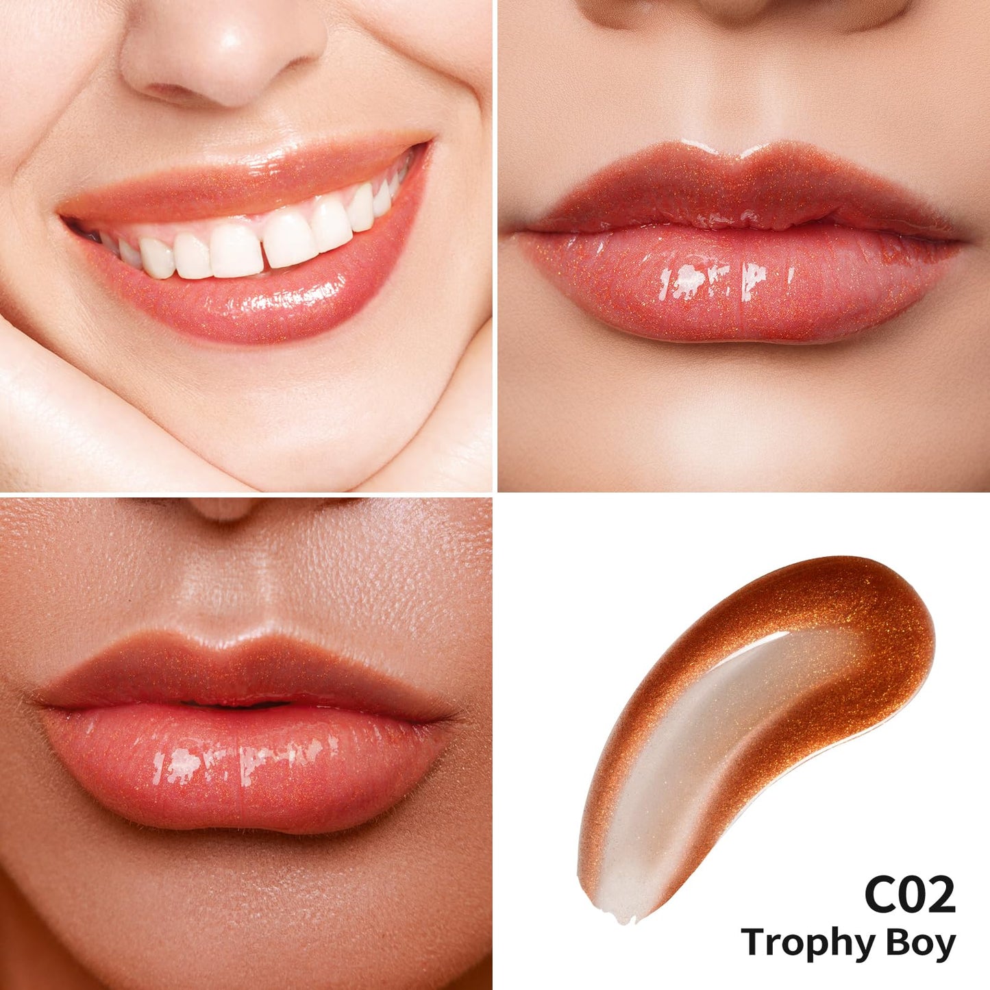 Oulac Light Orange Lip Gloss High-shine Moisturizing Lip Gloss Oil Liquid Lipstick Non-stick Cup Glitter lipstick Lip Tint Reduce Fine Lines Lip Glaze For Dry Lip C02