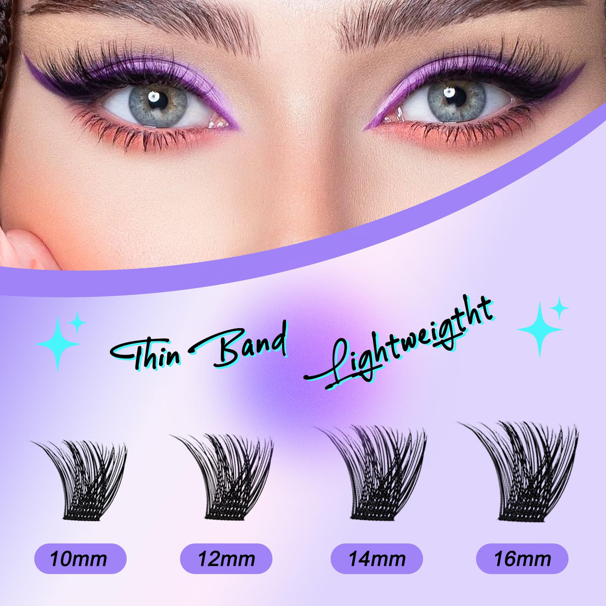 PURELEOR Cluster Lashes Kit Including Bond and Seal Remover DIY Individual Eyelashes Extensions