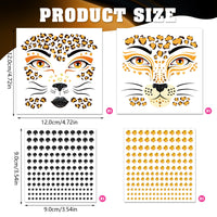 DPKOW Leopard Face Tattoos & Gems, Temporary Tattoos & Face Gems for Kids & Adults, Waterproof, Leopard Print
