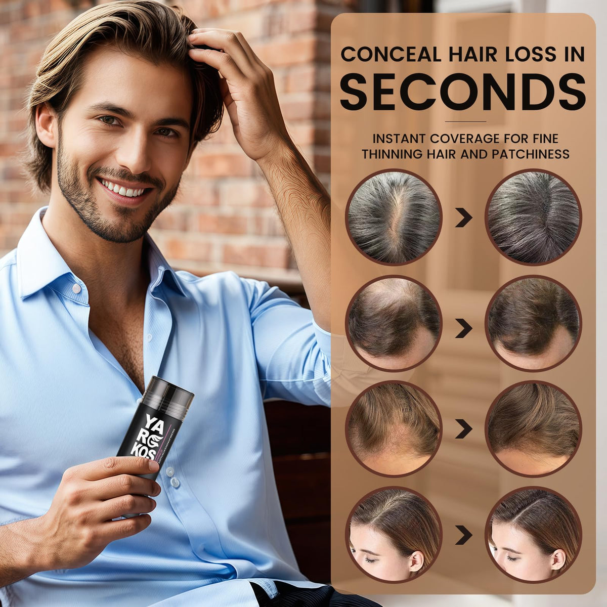 MIFANYO Instant Hair Thickening Fibers, Blonde, Hair Building Fibers for Conceals Hair Loss, Instantly Hairline Filler Powder for Thinning Hair, Women Root Touch Up, Men Bald Spot Cover Up