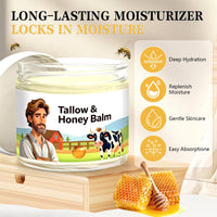 Kenmohuo 2PC Tallow and Honey Balm, Beef Tallow Skin Care Face Cream, Facial Balms Skincare, Handmade Natural Body Moisturizer for Smooth, Hydrated Skin (60g*2)