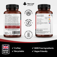 NEW LEAF PRODUCTS Montmorency Cherry 6000mg - 120 Capsules High Strength Concentrate - Natural Tart Cherry Vegan Supplements (not Tablets or Powder) - Non-GMO, 2 Months Supply - (2 per Serving) Made in the UK