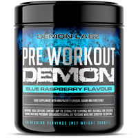 DEMON LABZ Pre Workout Demon - Hardcore Pre-Workout Powder Supplement with Creatine, Caffeine, Beta-Alanine and Glutamine (Blue Raspberry, 360g)