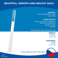 Mont Bleu Large Colour Crystal Nail File in Black Pouch - Genuine Czech Tempered Glass - Handmade in Czech Republic