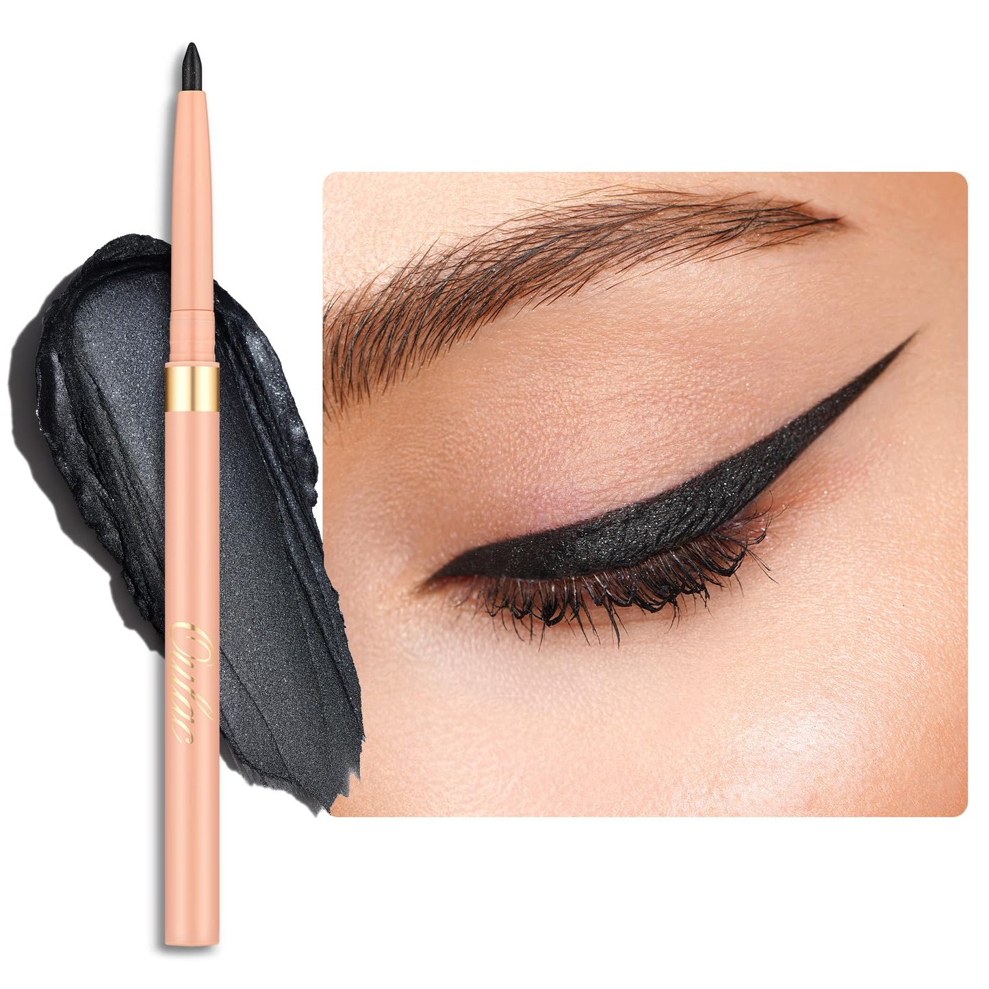 OULAC Shimmer Black Eye Liner Pencils Waterproof, Smudge-proof Retractable Eyeliner Lasts 24H +, Highly Pigmented and Smooth, Long-lasting Formula, Vegan (02) Light Year