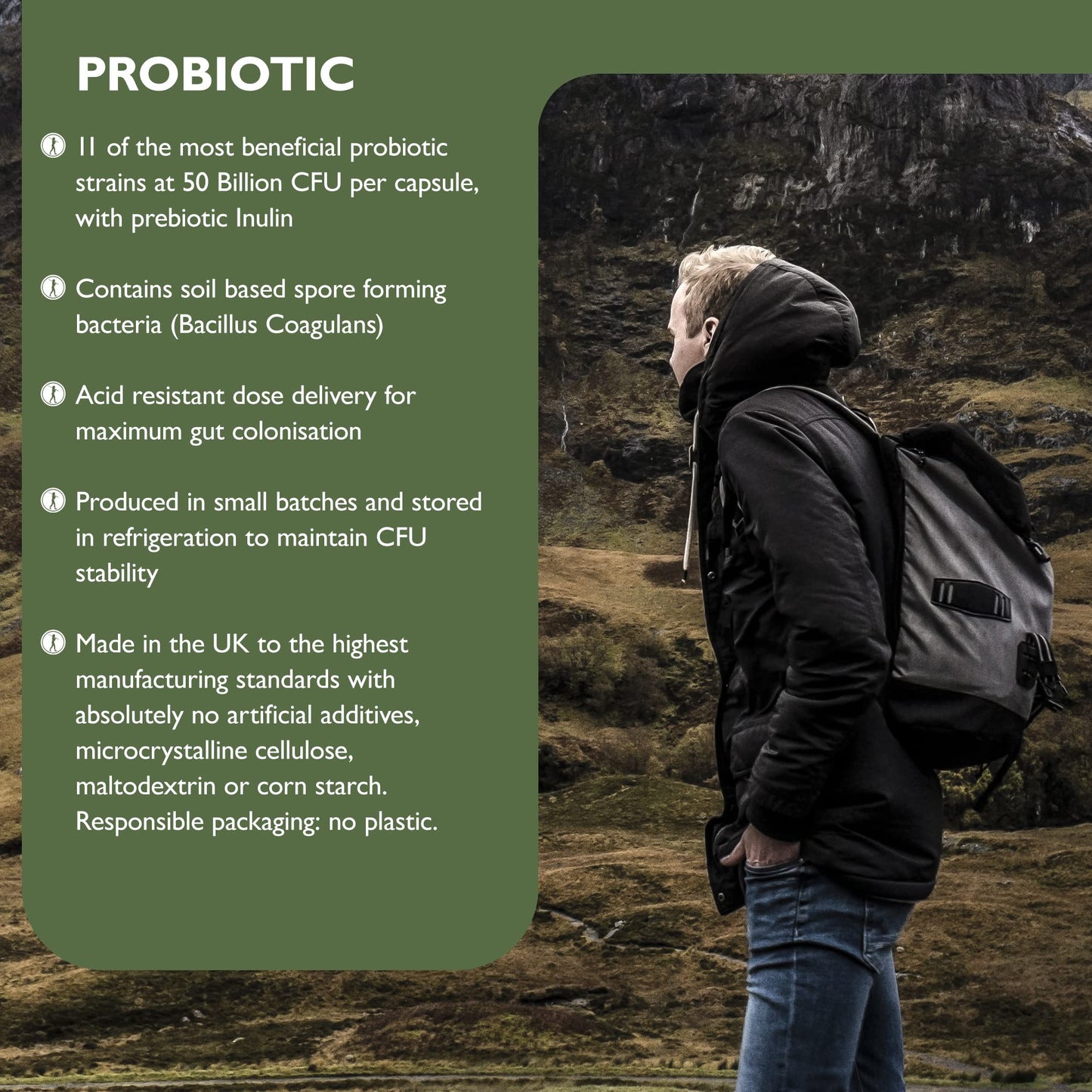 Barefoot Nutrition - Advanced Live Culture Formula, With 11 Key Strains at 50 Billion CFU per Capsule, High Strength Probiotic Supplement, Supports Gut Health, 60 Vegan Capsules