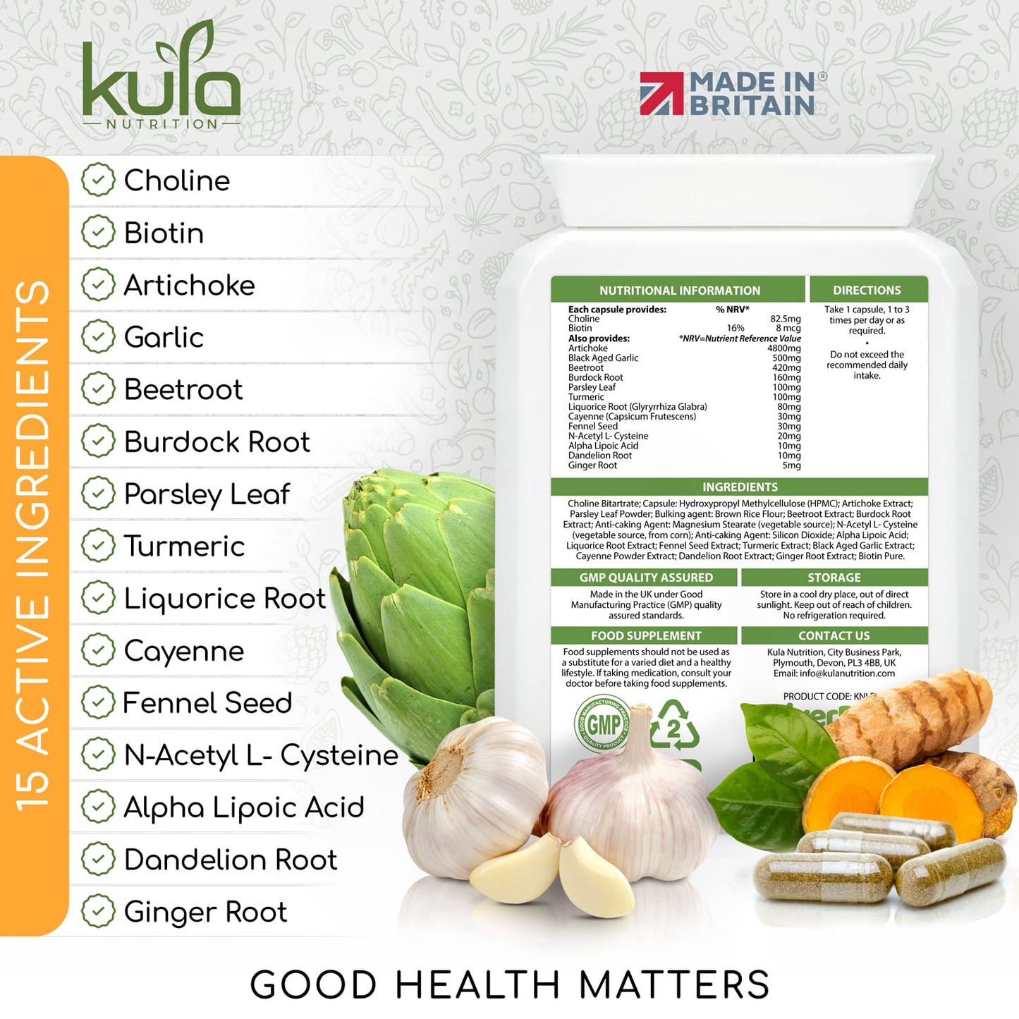 Kula Nutrition LiverPlex - Liver Cleanse Detox and Repair - 60 Vegan Capsules - Natural Herbal Liver & Gallbladder Support Supplement with Choline, Artichoke, Liquorice, Fennel, Turmeric, Ginger, Dandelion and More