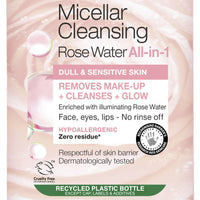 Garnier Micellar Rose Water For Dull Skin 400 ml, Glow Boosting Face Cleanser and Makeup Remover, Recognised By The British Skin Foundation, Use With Reusable Micellar Eco Pads