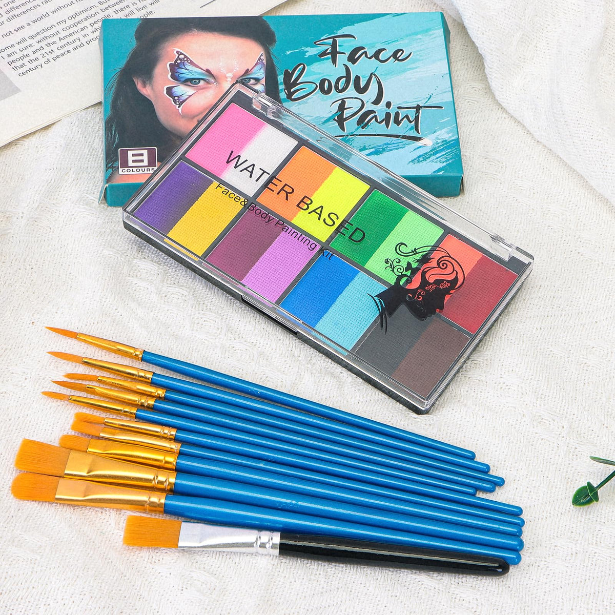 selutiya Selutiya Face Painting Kit 16 Colors Face Paint With 11Paint Brushes Safe and non-toxic Rainbow Face Paint Body Paint for Kids Adults Suitable for various festival makeup, party role play