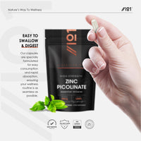 ALPHA01 Zinc Picolinate 100mg - Immune Suport Elemental Zinc Picolinate - 90 Vegan Capsules (3 Months Supply) - Resealable and Recyclable Pouch By Alpha01
