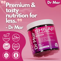 Dr Mar Premium Shilajit Gummies MAX 1500mg - 120 Gummies - 200mg Ashwagandha + 250mg Chaga Mushroom + 20mcg D2 + 50mcg B12 (2 Months Supply)