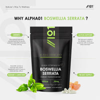 ALPHA01 Boswellia Serrata Extract 3000mg – 65% Boswellic Acid (150mg per Capsule) - 90 Capsules (3 Months Supply) – Resealable and Recyclable Pouch by Alpha01
