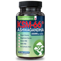 LONDON LIFE SCIENCES London Life Sciences® Organic Vegan Ashwagandha KSM-66® 90 Capsules - (Highest Concentration) 2000mg Servings & 5% Withanolides - Best Bioavailability Enhanced KSM 66 + Withania Somnifera (Made in UK)