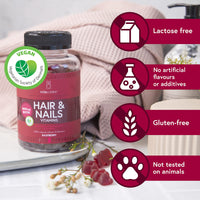 VITAYUMMY Vegan Hair Skin and Nails Vitamins for Women - Multivitamin Gummies Biotin Hair Growth Supplement - Vitamin A C D E B6 B12 Folic Acid & More - Chewable Raspberry Flavored Hair Vitamins