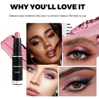 LYNTYAOU Rose Pearl Pink Shimmer Eyeshadow Stick, Bright Pink Color Pen, Metallic Mermaid Cream Eye Shadow Crayon, Pearlescent Glitter Eyeshadows Pencil, High Pigmented Eyeliner Smooth for Eyes Makeup