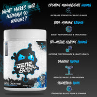 GENE BLAST Gene Blast Loaded Creatine 6g - Power, Endurance & Recovery (Blue Raz, 30 Servings)