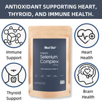 Mad Diet Organic Selenium Complex with Vitamin A – Brain & Metabolic Health – Yeast Free, Antioxidants for Immune Health, Non-GMO & Gluten-Free, Selenium 200 mcg for Men & Women (60 Capsules)