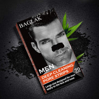 BAGLAK Men Blackhead Remover Pore Strips (70 Count) -Charcoal Nose Strips for Blackhead Removal - Large Size For Nose+Face