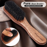 BEAUNTANGLY Beard Brush, 100% Real Wild Boar Bristle Walnut Wood Beard & Mustache Comb Brush for Men’s Beard Grooming and Care, Gift for Men to Straighten and Promote Beard Growth