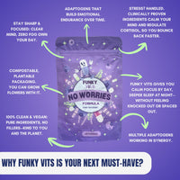 Funky Vits - “No Worries Formula” - Natural Stress Relief Capsules (Vegan, UK‑Made) - 60 Caps - 1 Month Supply