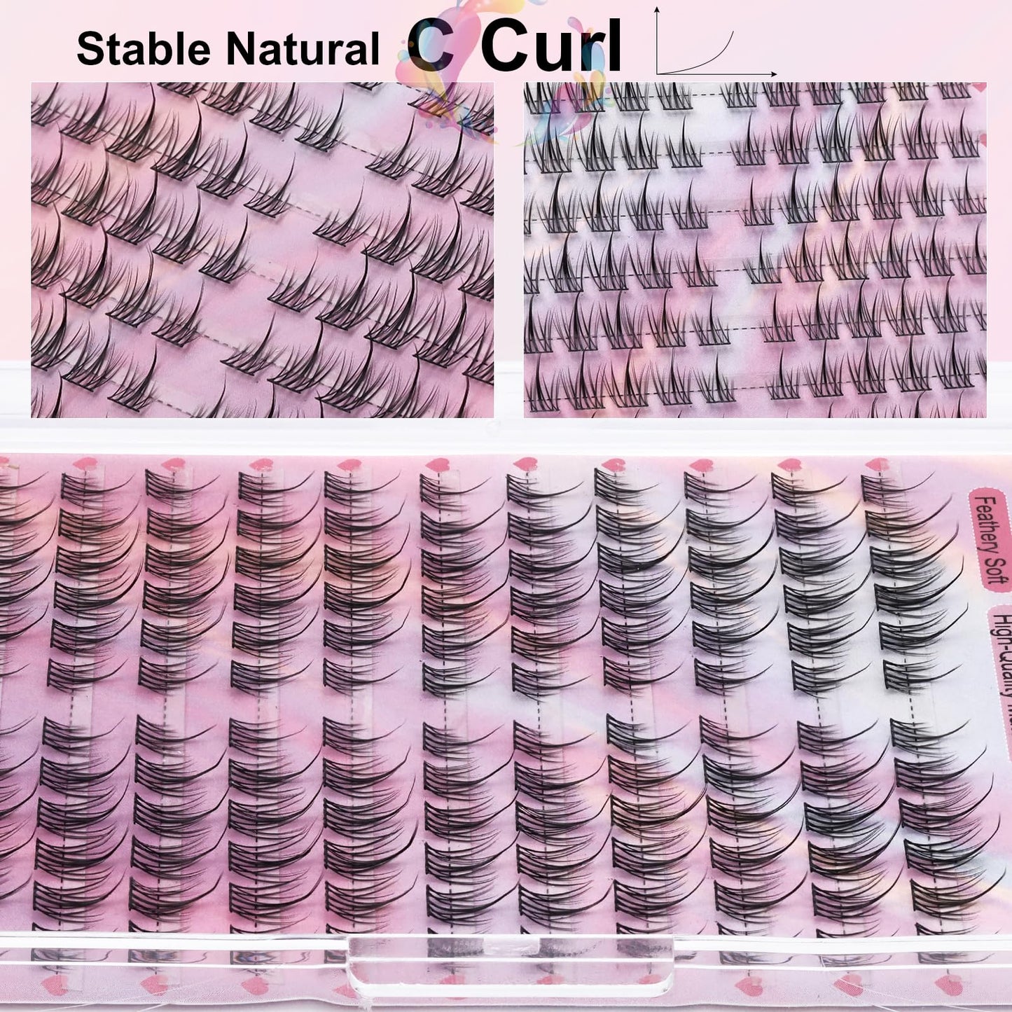 EMEDA Manga Lash Clusters Kit, Individual Lashes Wispy & Natural Cluster Lashes with Bond and Seal Tweezers, Soft Thin Band Anime False Eyelashes 10mm - 13mm Mix (flower)