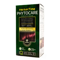 Herbal Time Phytocare Permanent Hair Dye Color Dark Sour Cherry 4R | Professional Natural Hair Dye Kit | Nourish and Protect Your Hair | Ammonia, PPD and SLS Free | 124.5 ml