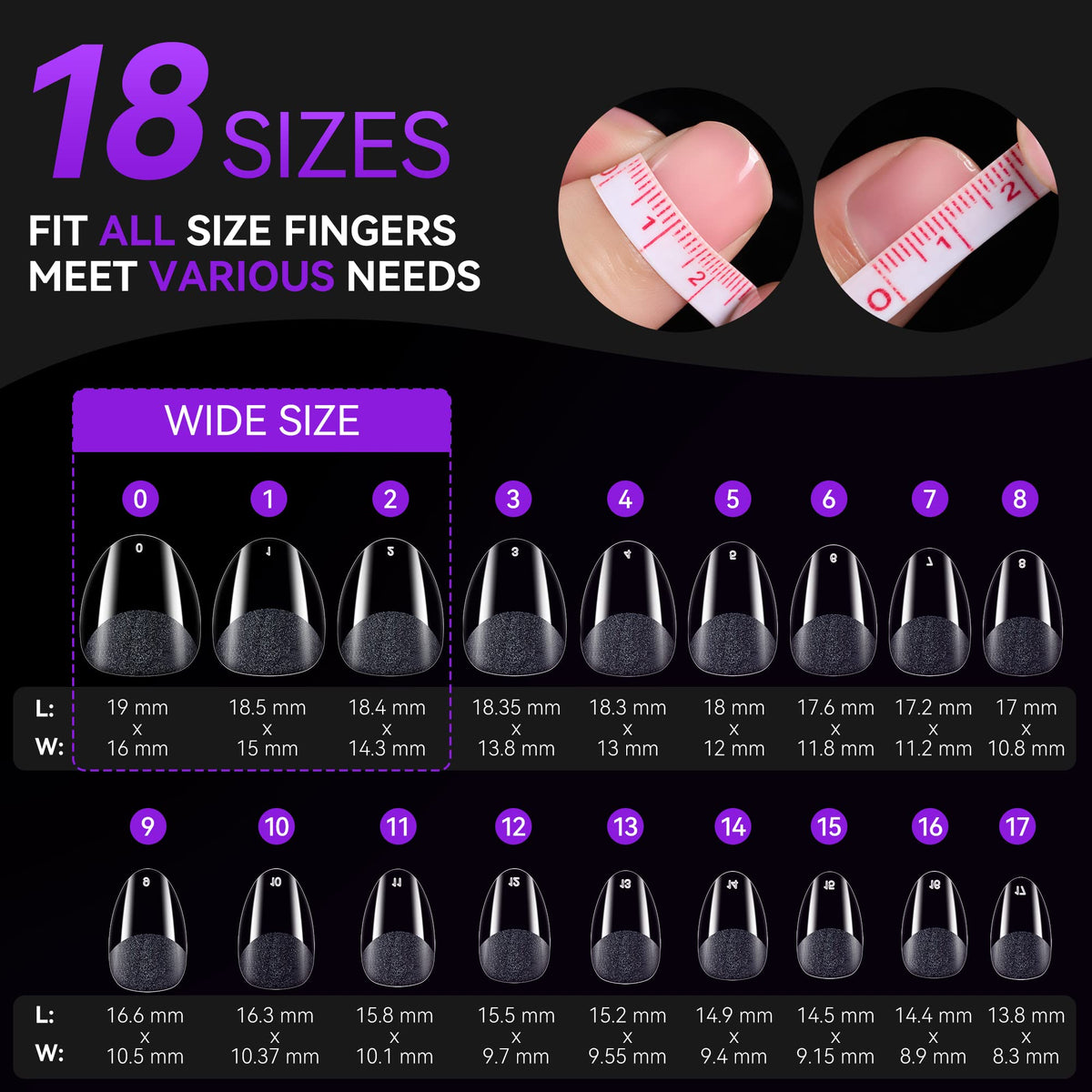 gelike ec Gelike ec XXS Almond Full Cover Soft Nail Tips - 240Pcs Acrylic False Nails - 18 Sizes Long Lasting Nail Tip for Gel Extension DIY Practice Art Design Home Press on Nails Salon Manicure Supplies