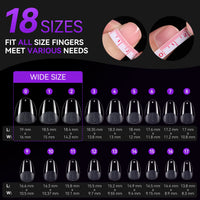 gelike ec Gelike ec XXS Almond Full Cover Soft Nail Tips - 240Pcs Acrylic False Nails - 18 Sizes Long Lasting Nail Tip for Gel Extension DIY Practice Art Design Home Press on Nails Salon Manicure Supplies