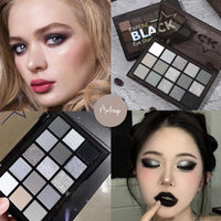 GEEWHILE Eyeshadow Palettes, Black Smokey Eye Shadow Pallets For Women, 15 Colors Glitter & Matte Black Silver Gray White Eyeshadow, Long Lasting Highly Pigmented Eyeshadow Makeup Kits