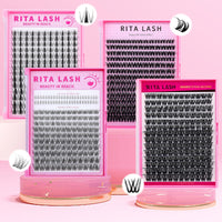 RITALASH Flora Lash Clusters Hybrid Volume Wispy Cluster Lashes WideSpan DIY Eyelash Extension Cat Eye Lashes Individual Eyelash Clusters Invisible Lash Band(Flora,8-18mm)