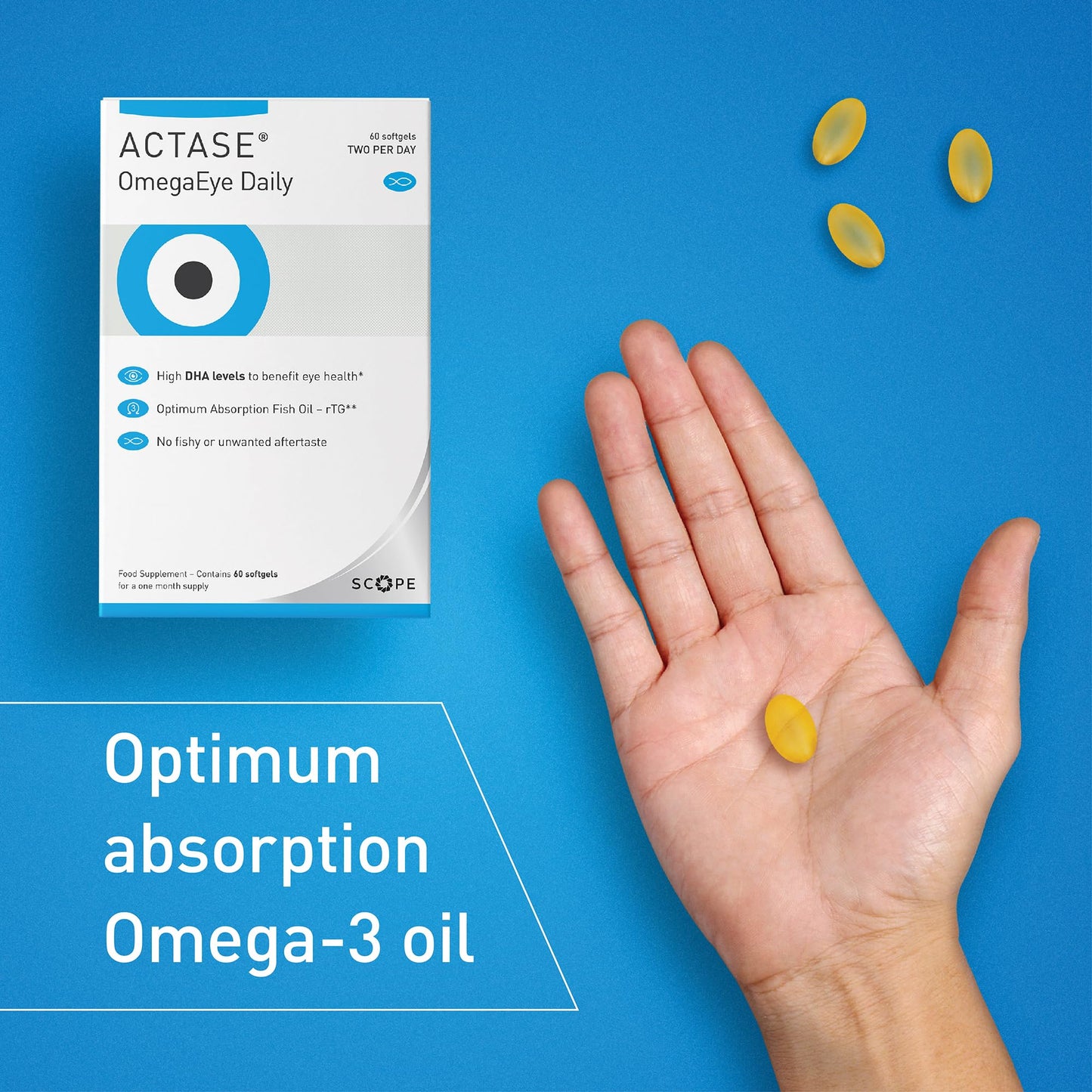 Actase OmegaEye Daily (Formerly Optase Omega Vision) - High DHA Omega-3 Eye Care Supplement to Help Maintain Healthy Vision - 60 Softgels