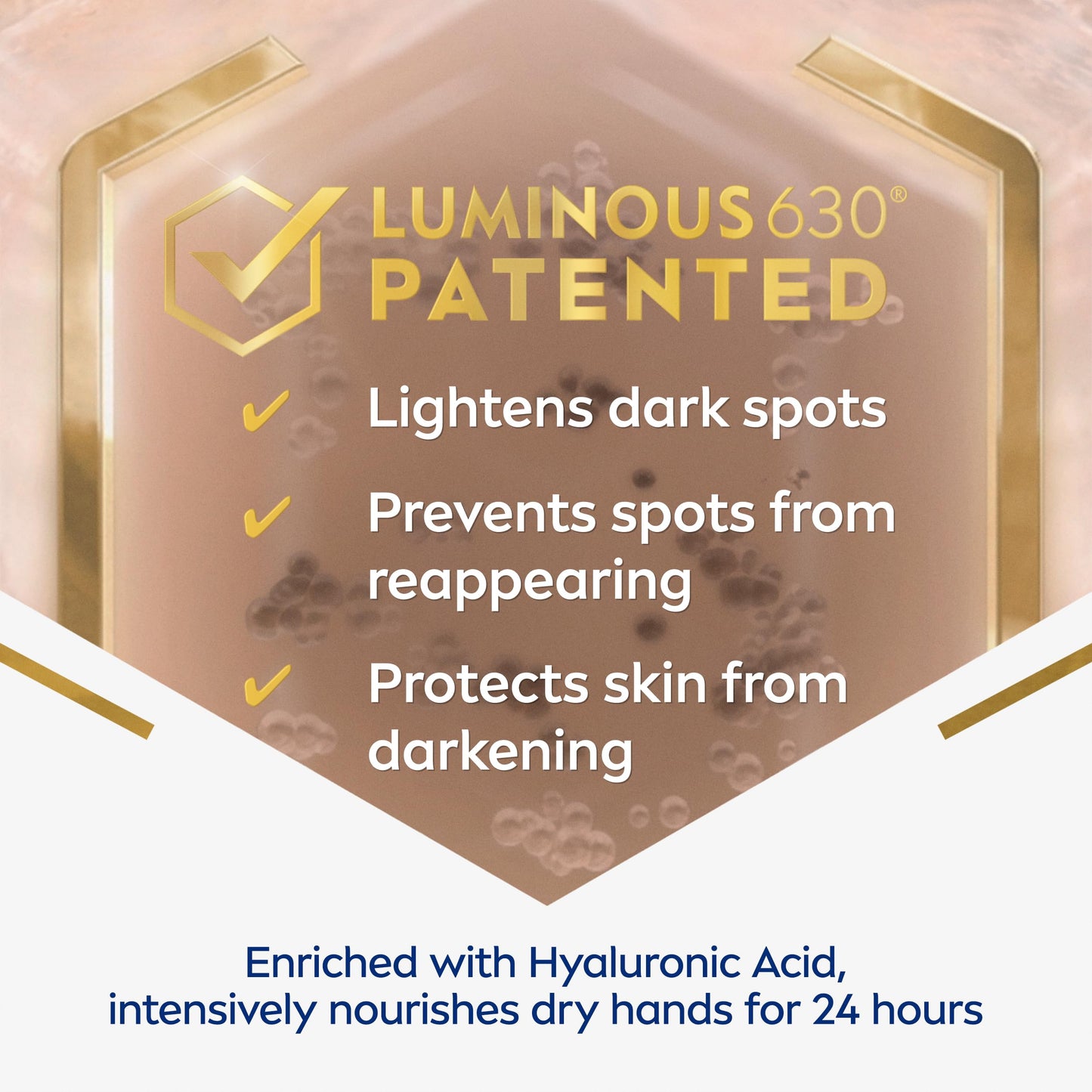 NIVEA LUMINOUS 630 Anti Dark Spot Advanced Hand Cream (50ml), Skin Cream Enriched With Hyaluronic Acid, Nourishing Hand Cream For Luminous Skin