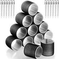 GNEUFVIE Hair Rollers Set 24 Pcs, Hair Curlers With 12 Pcs 48MM Self Grip Jumbo Hair Rollers & 12Pcs Duckbill Clip, Salon DIY Hairdressing Curlers Hair Curlers Rollers Tools for Long Medium Short Hair