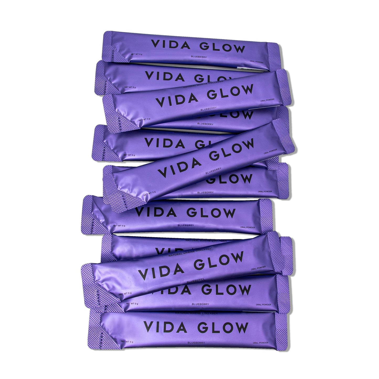 Vida Glow - Natural Hydrolysed Marine Collagen Sachets | Promotes Glowing Skin + Smooths Fine Lines (Blueberry, 30 Sachets)