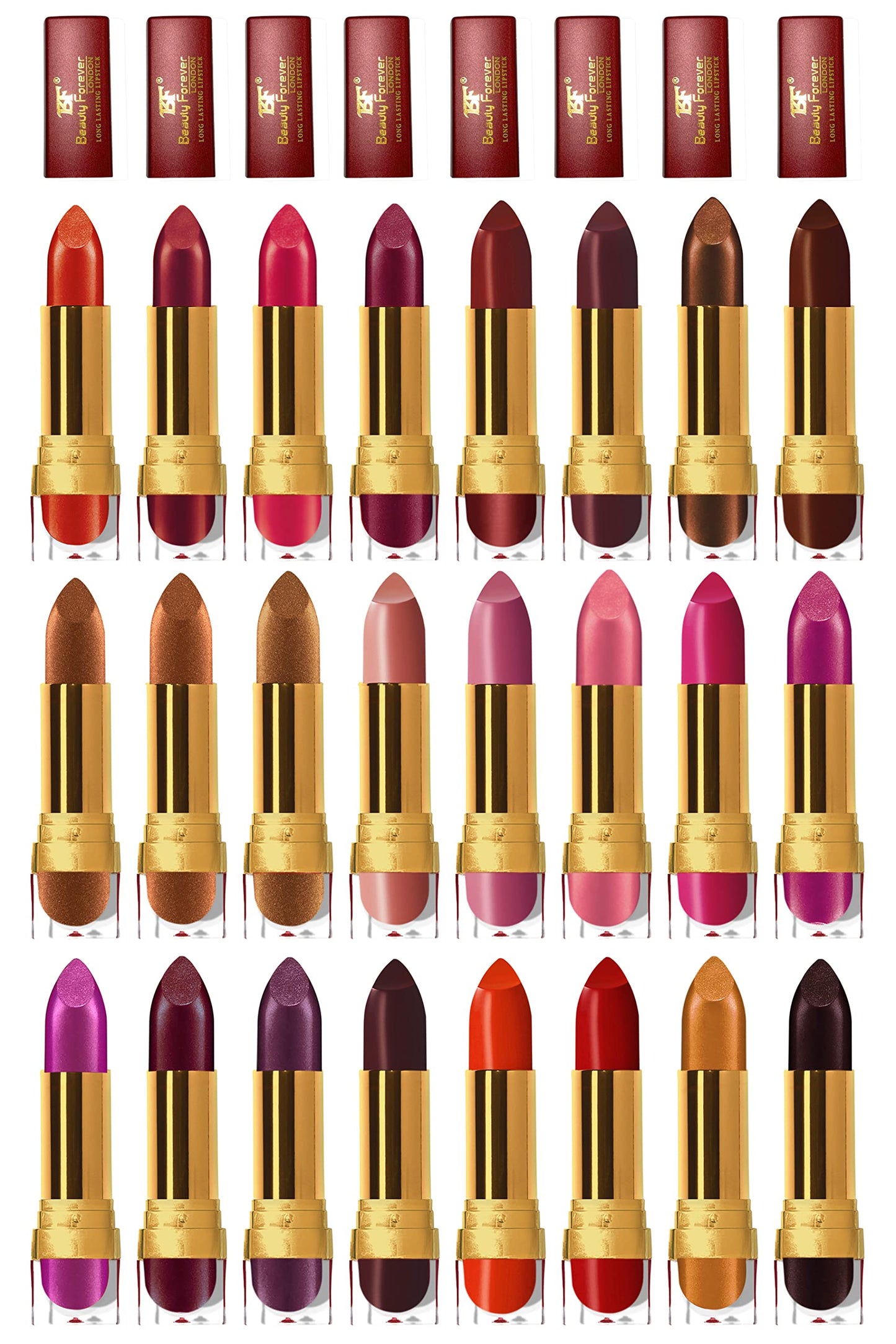 Beauty Forever Long Lasting Cream Lipstick, Glossy & Moisturising Lip Formula, Vitamin C & E Enriched, Hydrating Feature, High Impact Lip Colour, Available In 24 Shades (Hot Red (LL102))