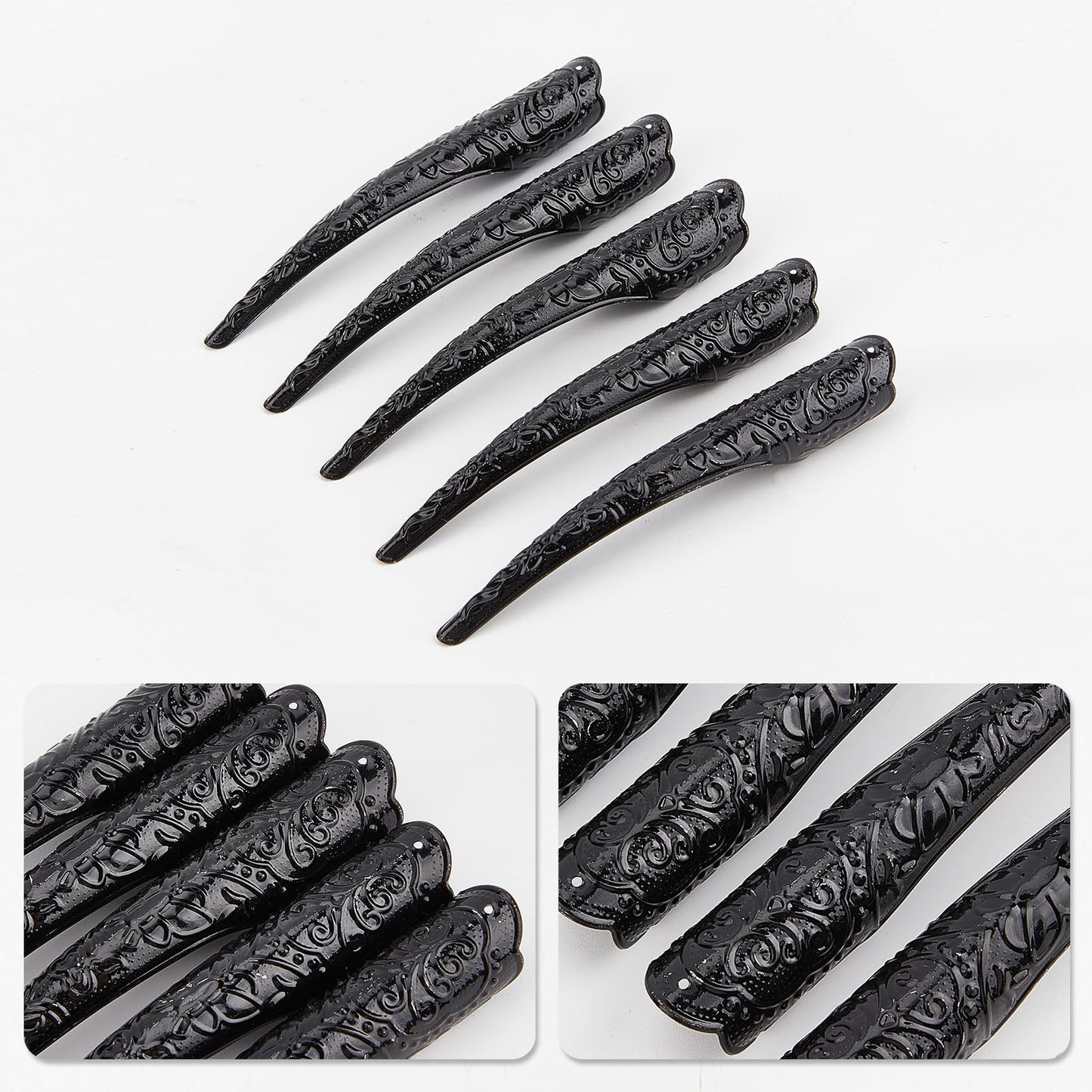 NICENEEDED 20 Pcs Long Finger Claws Fake Nail Rings, Black Fingernail Rings Claw, Knuckle Protectors Fingertip Extension Halloween Vampire Nails for Cosplay Drama Belly Dance Show