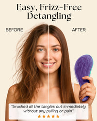 Detangle Hair Brush and Wide Tooth Comb Set Easy to Hold Detangler Hairbrush and Detangling Comb for Women and Kids for Wet or Dry, Fine, Curly, Thick, Afro Hair by Lily England (Ombre)