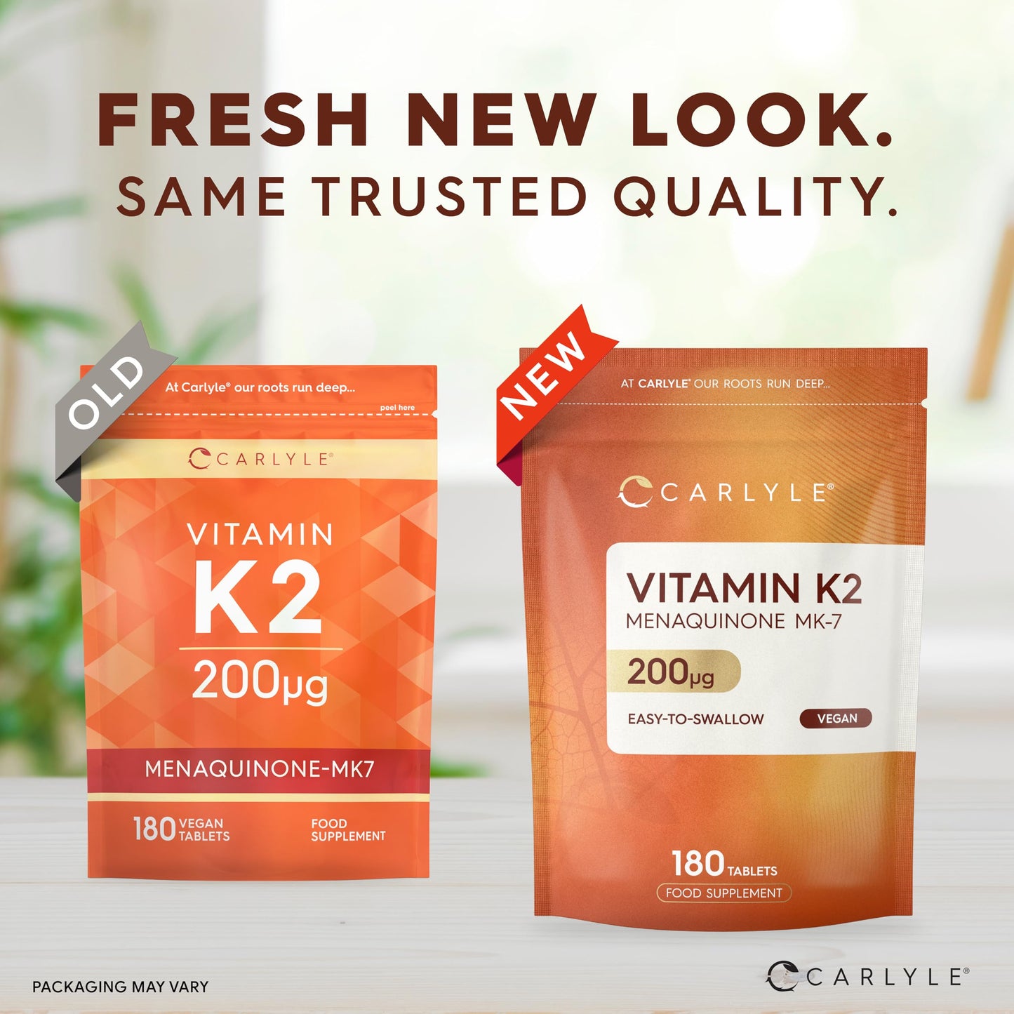 Vitamin K2 MK7 200mcg | High Strength | 180 Vegan Tablets | Menaquinone-MK7 | Suitable for Vegetarians and Vegans | By Carlyle