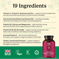 NHP The Natural Health Practice NHP Advanced Pregnancy Support - Multivitamin & Minerals for Healthy Pregnancy - Folic Acid, Iron, B Vitamins, Vitamin D3, Calcium & Magnesium -Vegan, Kosher, Halal - 60 Vegan Capsules