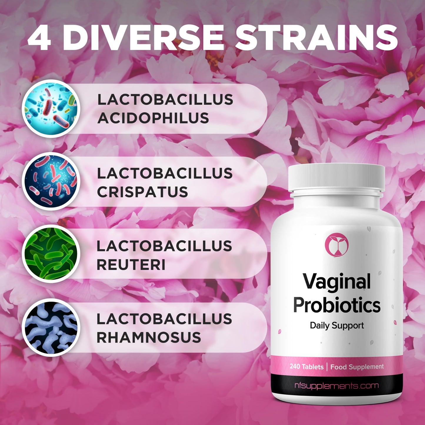 Natural Foundation Vaginal Probiotics 240 Tablets Supports Immune System & Vaginal Health Made in The UK 3 Billion CFU Probiotic Supplement for Women (240, Vaginal Probiotics)