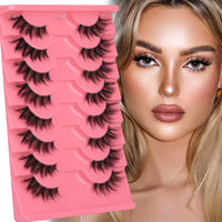 Mavphnee Half Lashes Natural Clear Band Eyelashes 3 4 False Lashes Wispy Fluffy Fox Style Half Eyelashes 8 Pairs Half Fake Eyelashes Pack